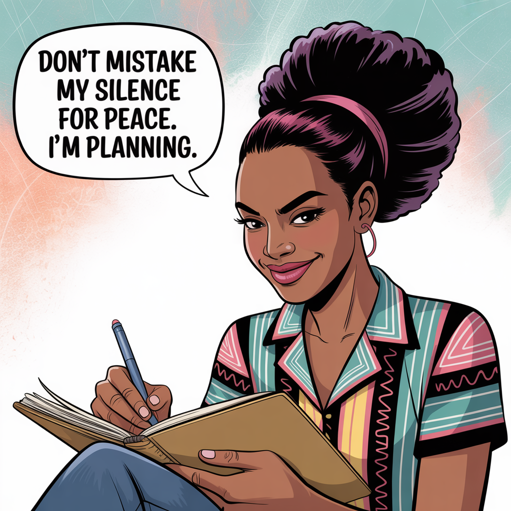 Don’t Mistake My Silence for Peace – Confident Comic-Style PNG