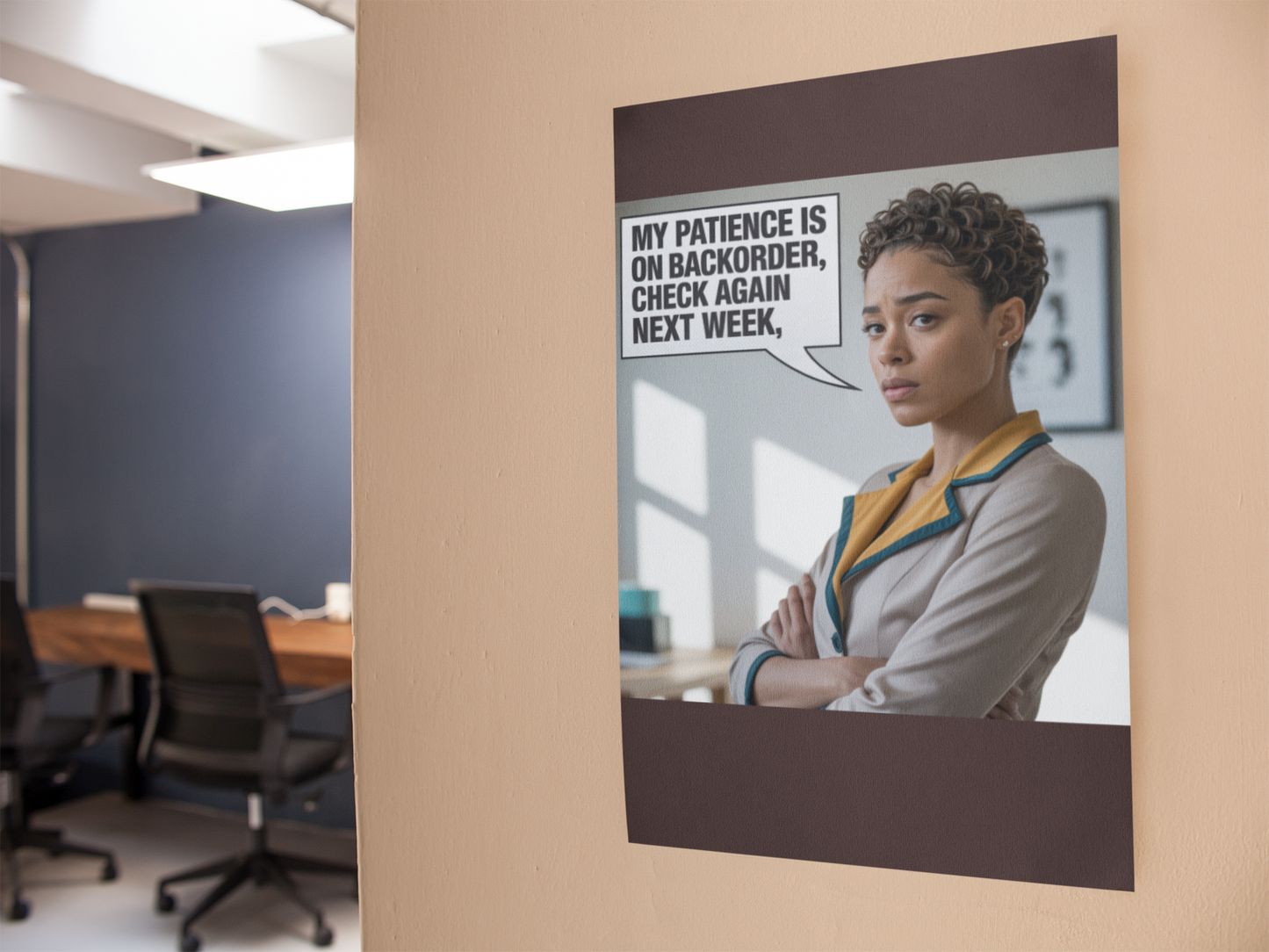 Sassy Wall Art | My Patience Is On Backorder Print | Funny Office Decor | Black Woman Art