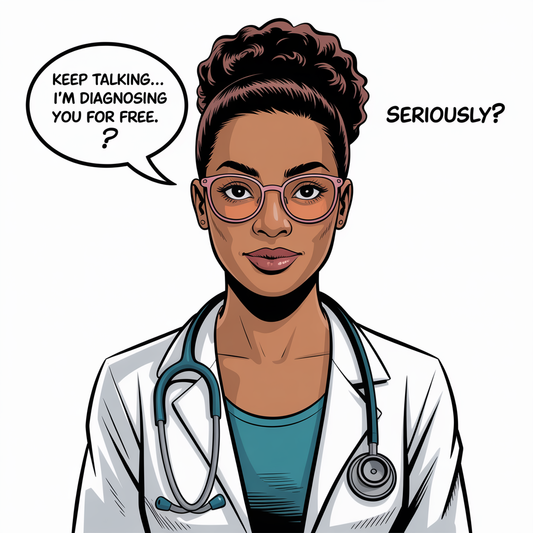Keep Talking… I’m Diagnosing You for Free, Seriously? – Afrocentric Doctor Clipart | Medical Humor Digital Download | Printable Wall Art