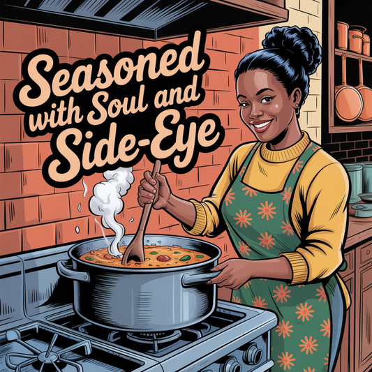 "Seasoned with Soul and Side-Eye" Black Mama Kitchen Art Design #1 - Funny Cooking Prints - Digital Download Wall Décor - Instant Download