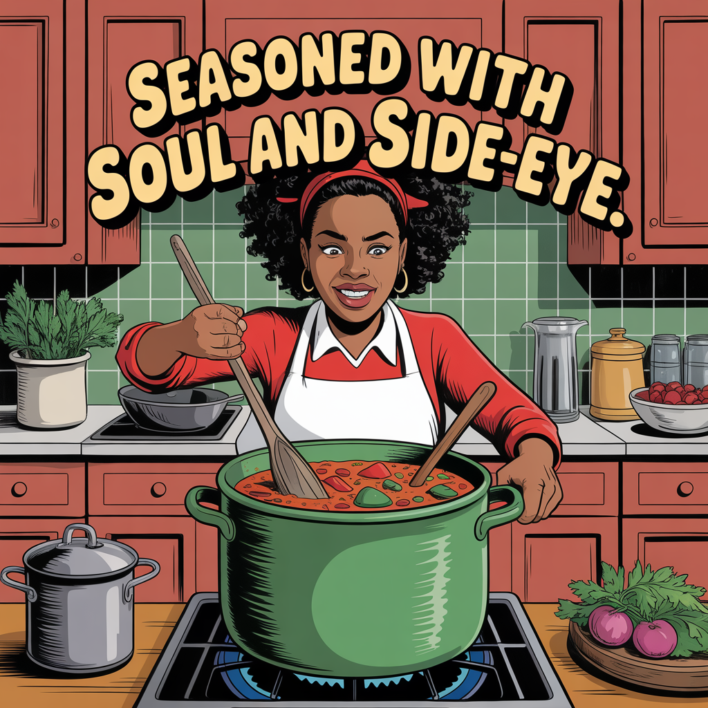 "Seasoned with Soul and Side-Eye" Black Mama Kitchen Art Design #4 - Funny Cooking Prints - Digital Download Wall Décor - Instant Download